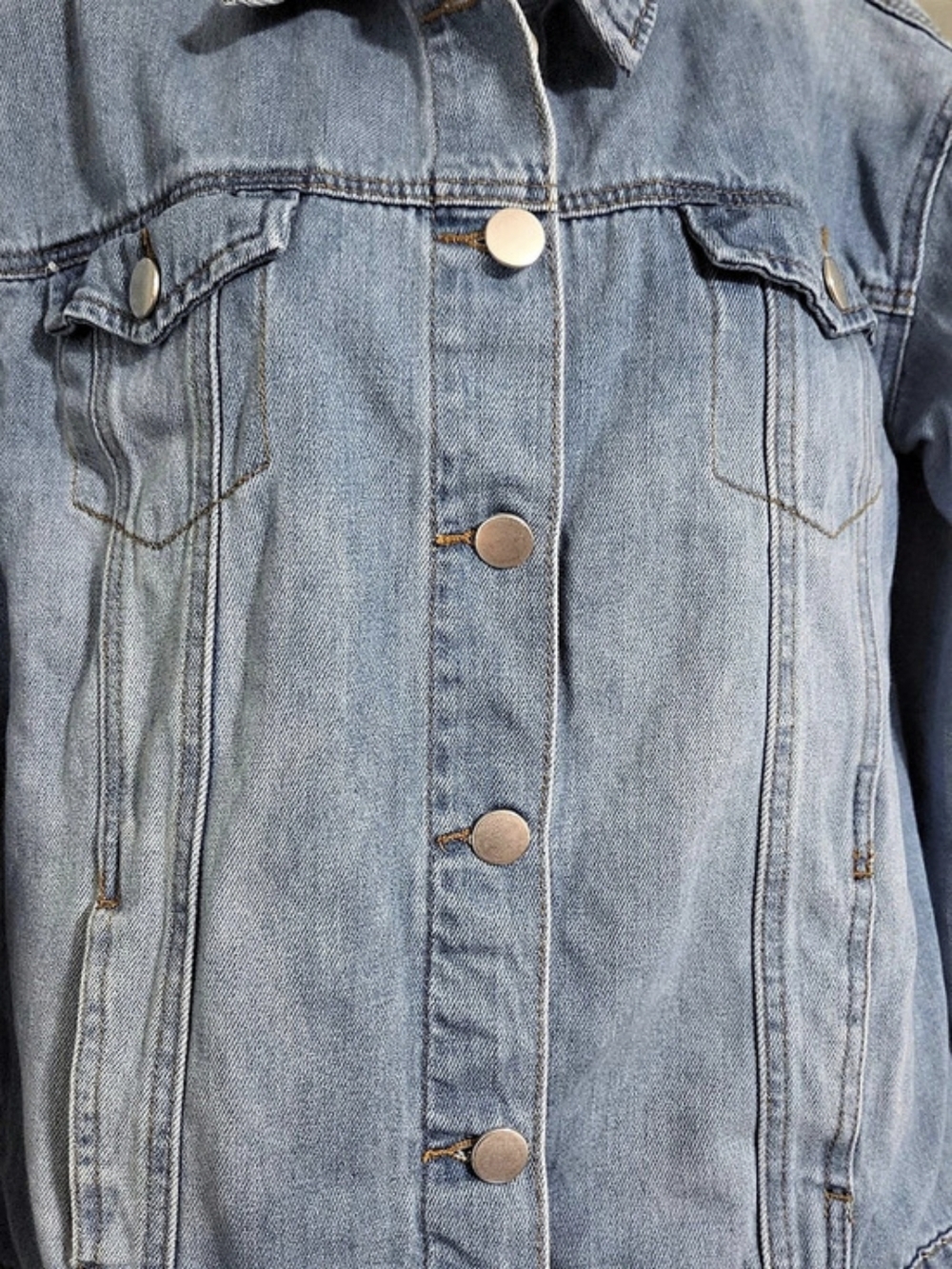 ASHLEY MASON Denim Ruffle Trim Jacket - Picture 4 of 6